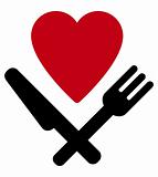 Heart, fork and knife
