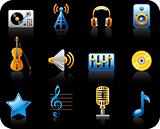 Music black icon set 