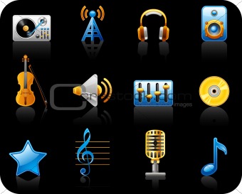 Music black icon set 