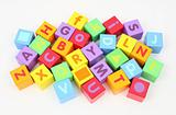 Colorful wooden blocks with letters 