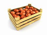 wooden crate full of apples