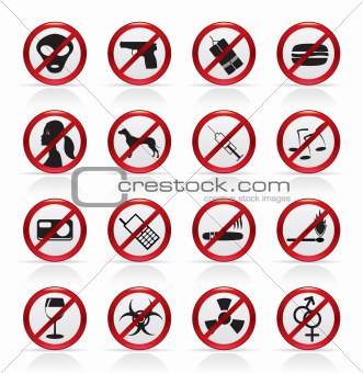 Prohibition Sign and icons
