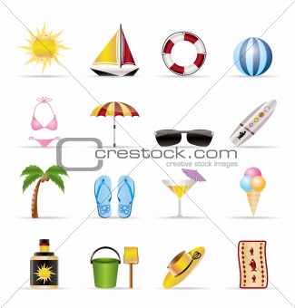 Realistic Summer and Holiday Icons