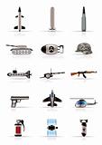 Realistic weapon, arms and war icons