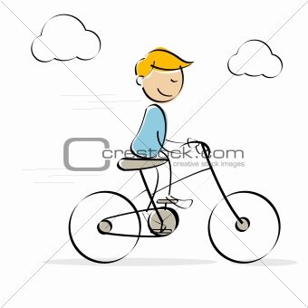 vector kid enjoying bicycle ride