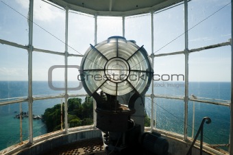 inside the top part of lengkuas island lighthouse