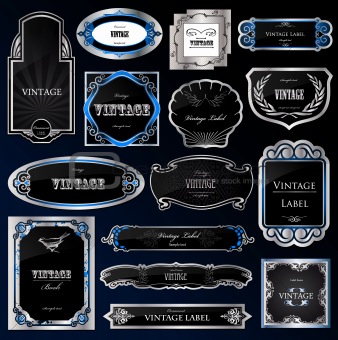 Decorative black silver frames labels . Vector