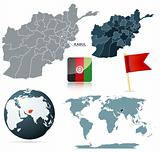 Set of Afganistan vector maps