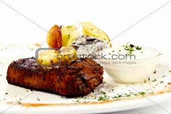 Jucy steak with garlic butter