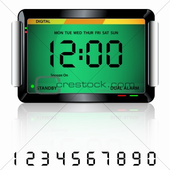 Digital alarm clock green