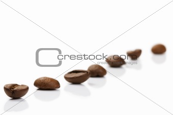 diagonal row of coffee beans