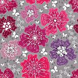 Seamless floral grey pattern