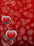 Abstract background with a glossy hearts