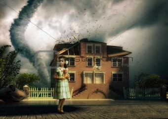 tornado and little girl