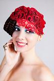 Beautiful Young Woman with a Lace Headpiece