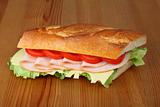Delicious fresh sandwich with turkey breast, swiss and tomatoes