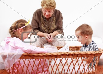 Happy kids with granny
