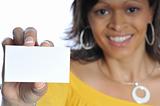  african-american woman with businesscard