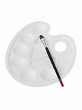 Plastic white palette with paintbrush