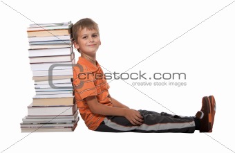 Boy and books