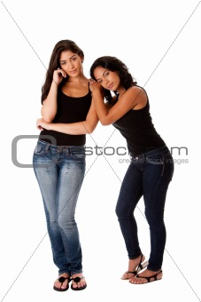 Young woman couple standing