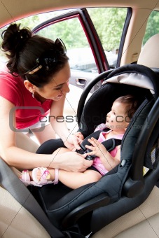 Baby in car seat for safety
