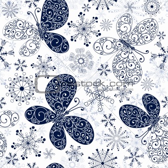 White-blue christmas pattern (Seamless)