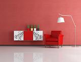 modern red reding room