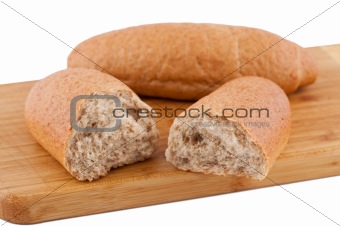 Roll halves on a board white background.