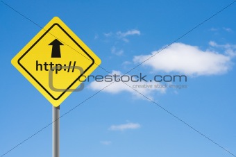 Sign http on sky  background.