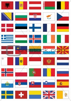 Vector flag set of all European countries.