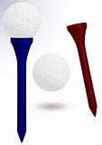 Golf ball and tee vector illustration.