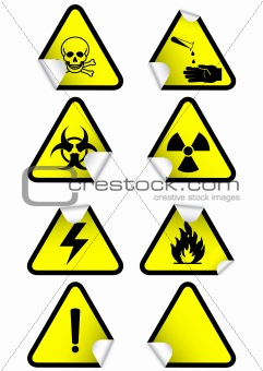 Vector set of chemical warning signs.