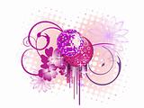 mirror ball on floral background