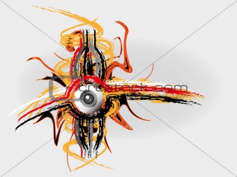 Futuristic eyeball in grunge lace