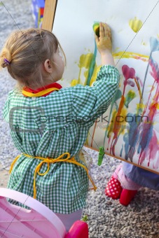 artist little girl children painting abstract picture