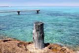 Formentera Illetes turquoise sea wooden pier