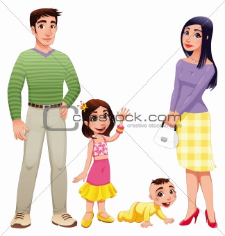 Human family with mother, father and children.