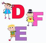 Alphabet letters D E F