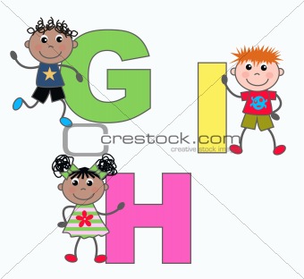 alphabet letters G H I