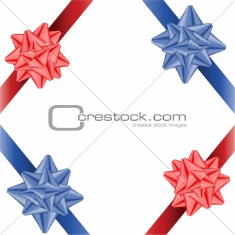 Two red and two dark blue bows.Vector illustration