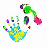 Prints of a foot, hand and finger.Vector illustration