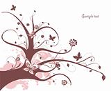 Floral design with flowing tree