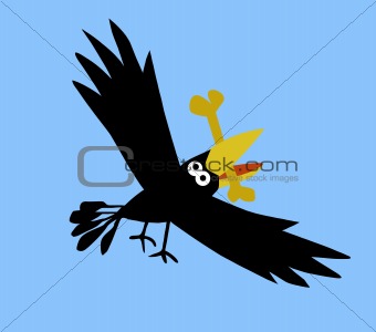 vector drawing ravens on blue background