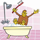 Monkey in bath