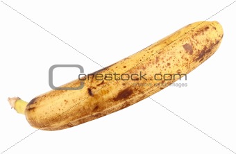 Single old yellow banana