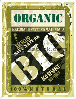 Organic Distressed Bio Label with Green Eco motive