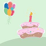 vector birthday cake and balloons