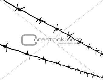 vector silhouette of the barbed wire on white background