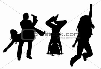 vector silhouette dancing girl isolated on white background